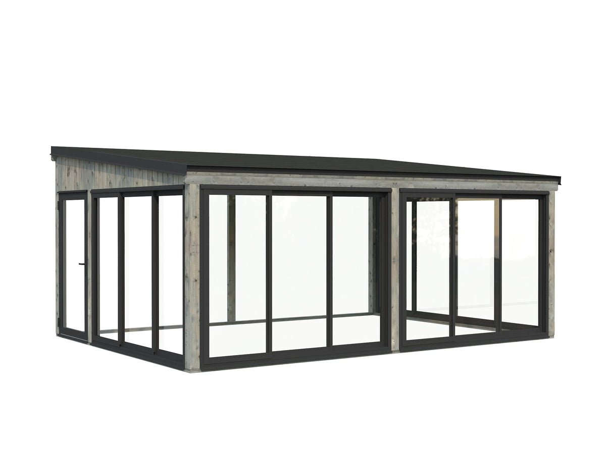 Attached Conservatory Lumi 23.3 m² Slide Plus, grey dip-treated