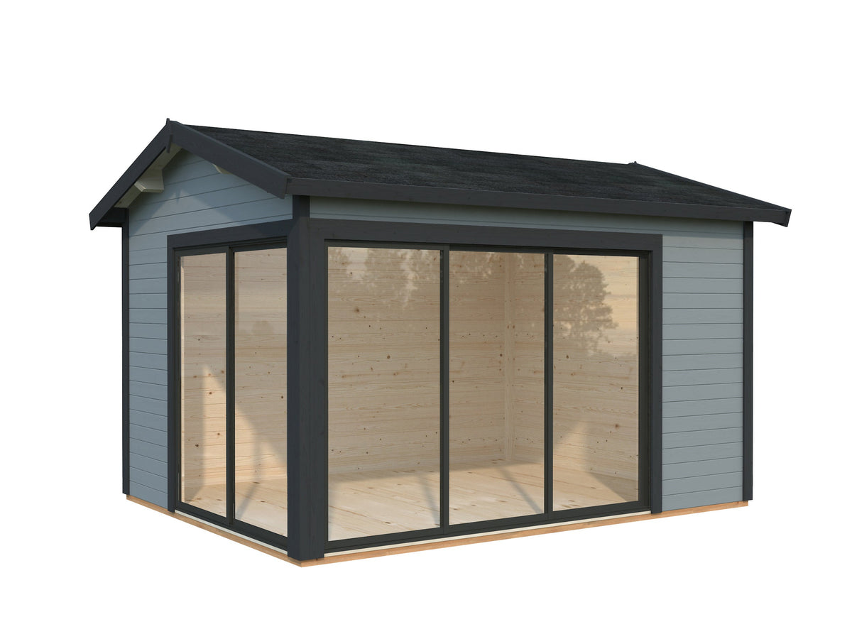 Garden Cabin Amanda 11.2 m² Slide, light grey with anthracite trim