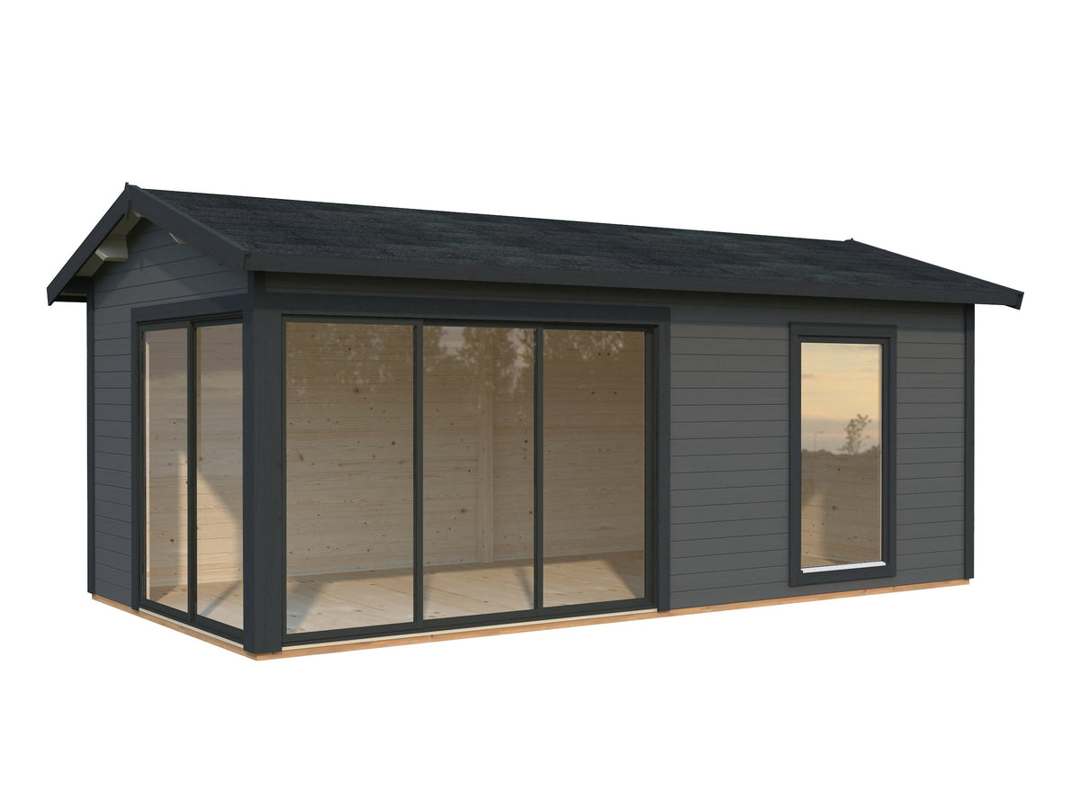 Garden Cabin Amanda 17.1 m² Slide, grey with anthracite trim