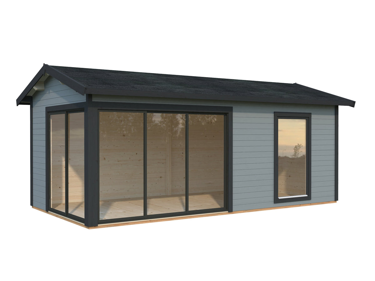 Garden Cabin Amanda 17.1 m² Slide Plus, light grey with anthracite trim