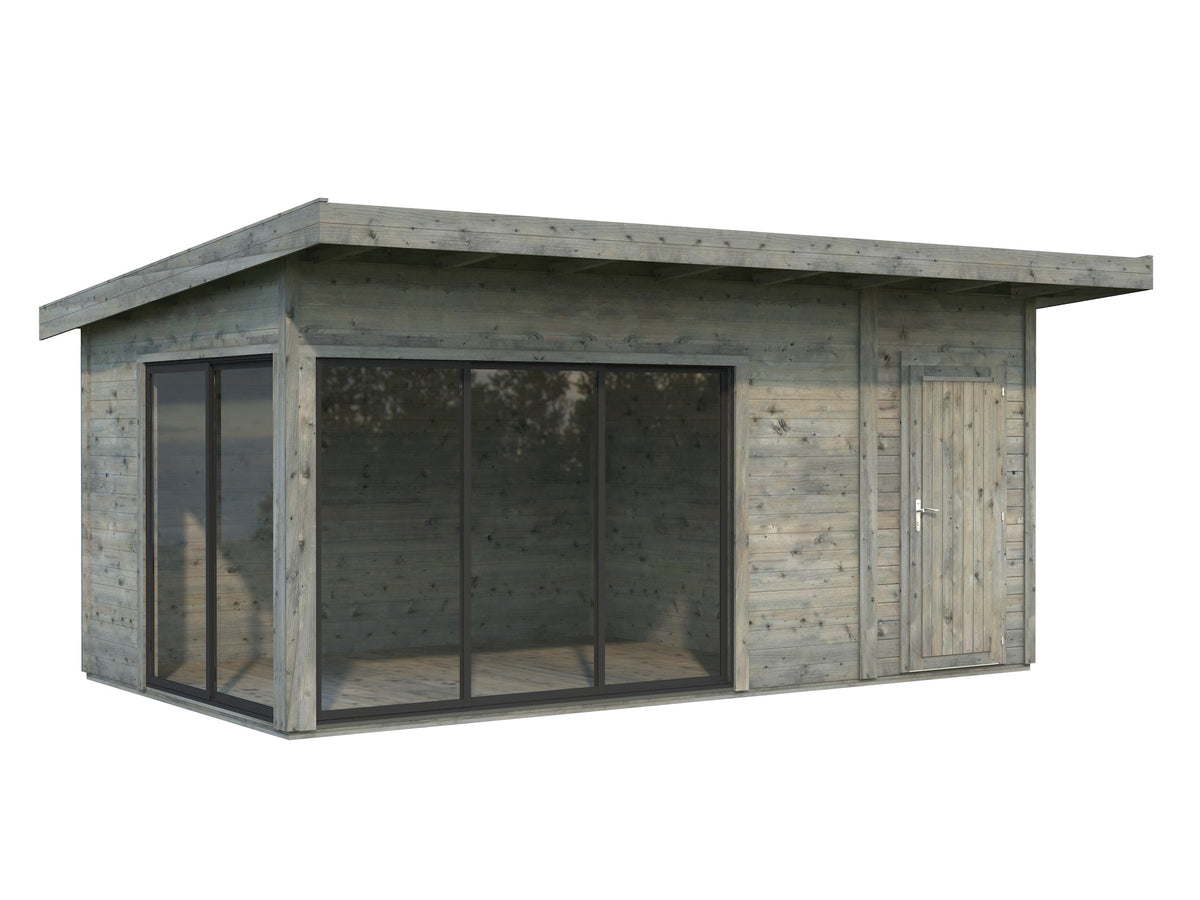 Garden Cabin Andrea 15.2 m² Slide, grey dip-treated
