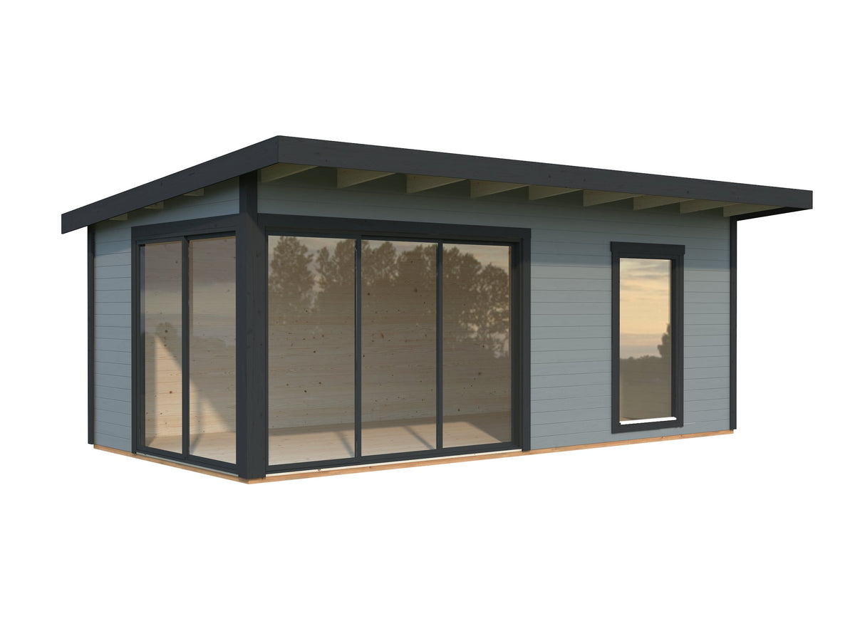 Garden Cabin Andrea 17.1 m² Slide, light grey with anthracite trim
