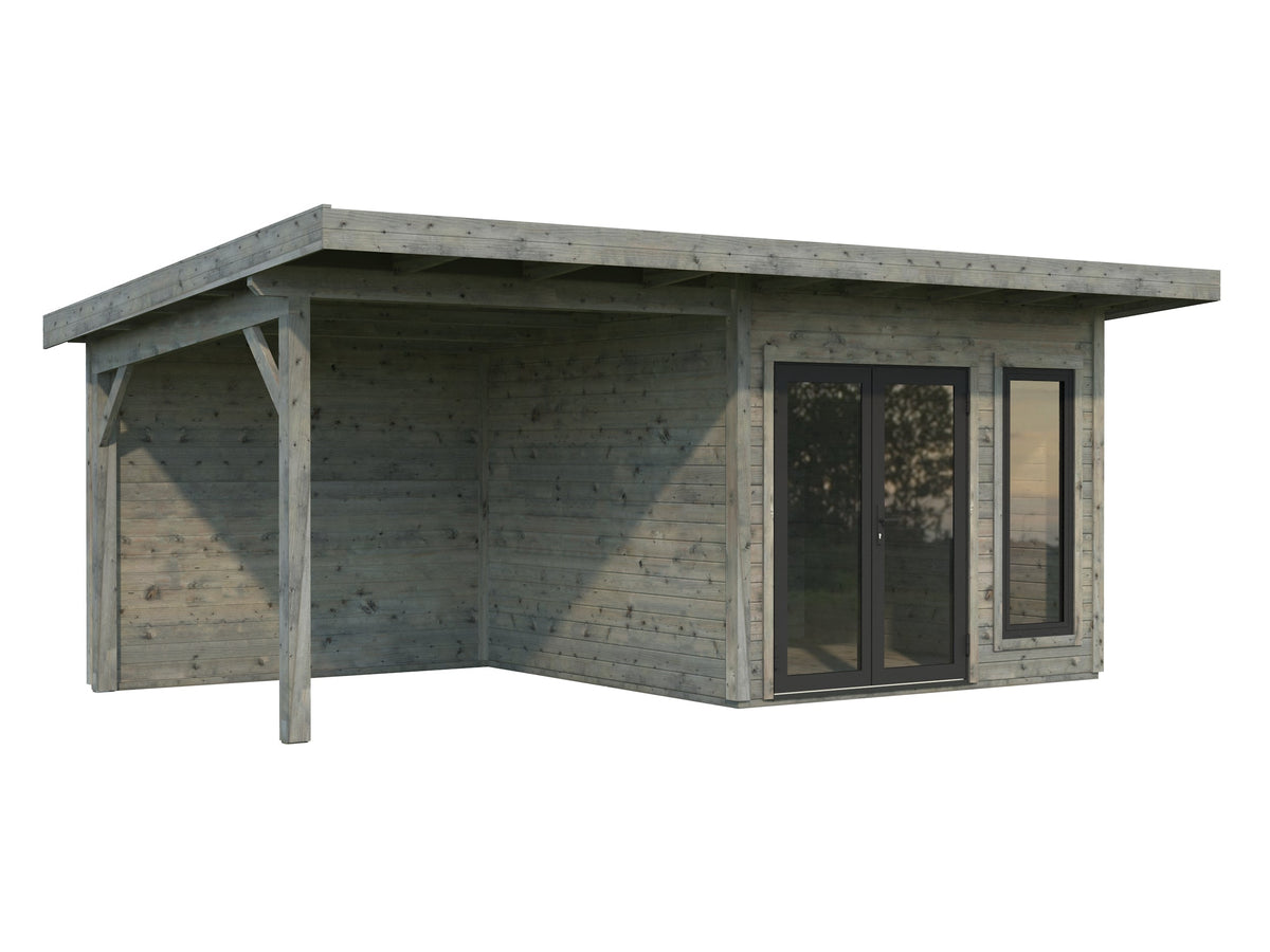 Garden Cabin Aurelia 8.4+7.9 m², grey dip-treated