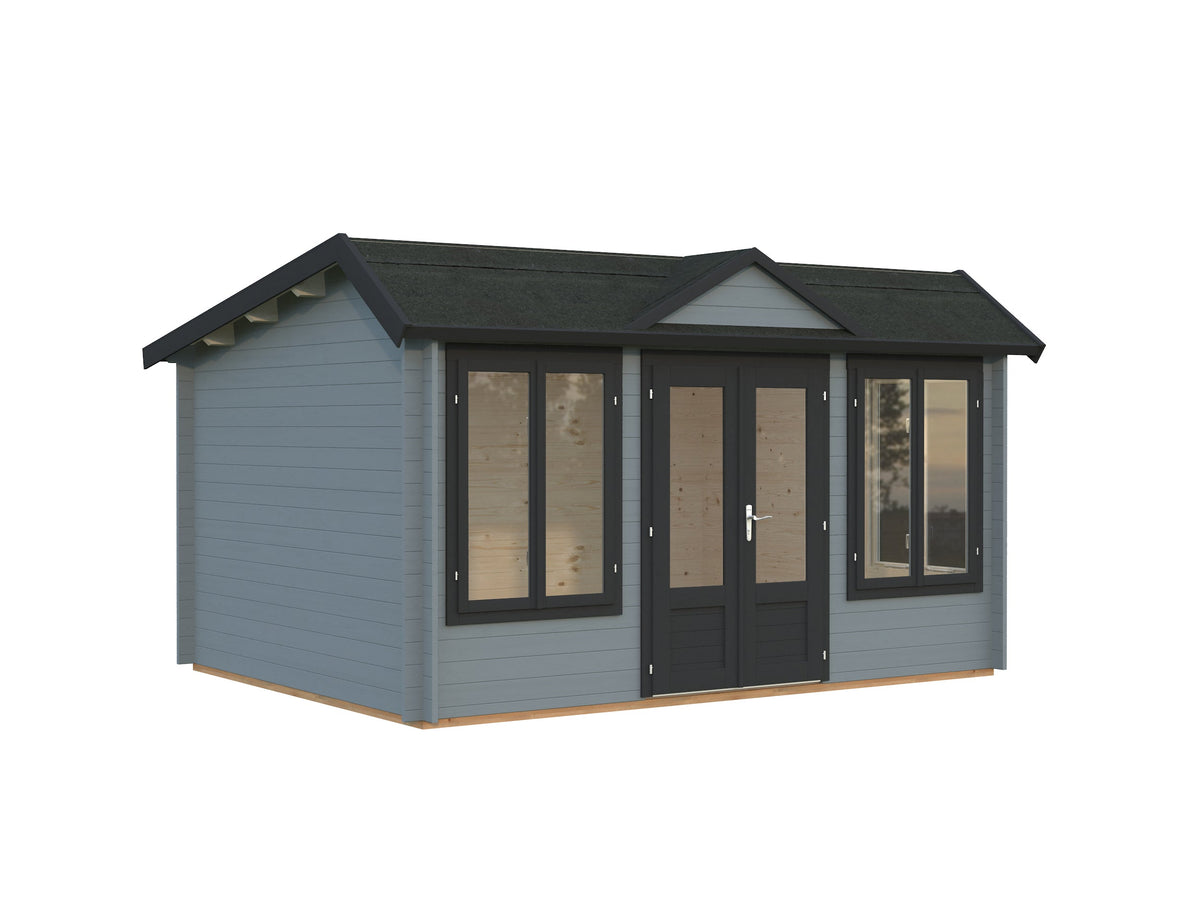 Garden Cabin Claudia Pent 11.5 m², light grey with anthracite trim
