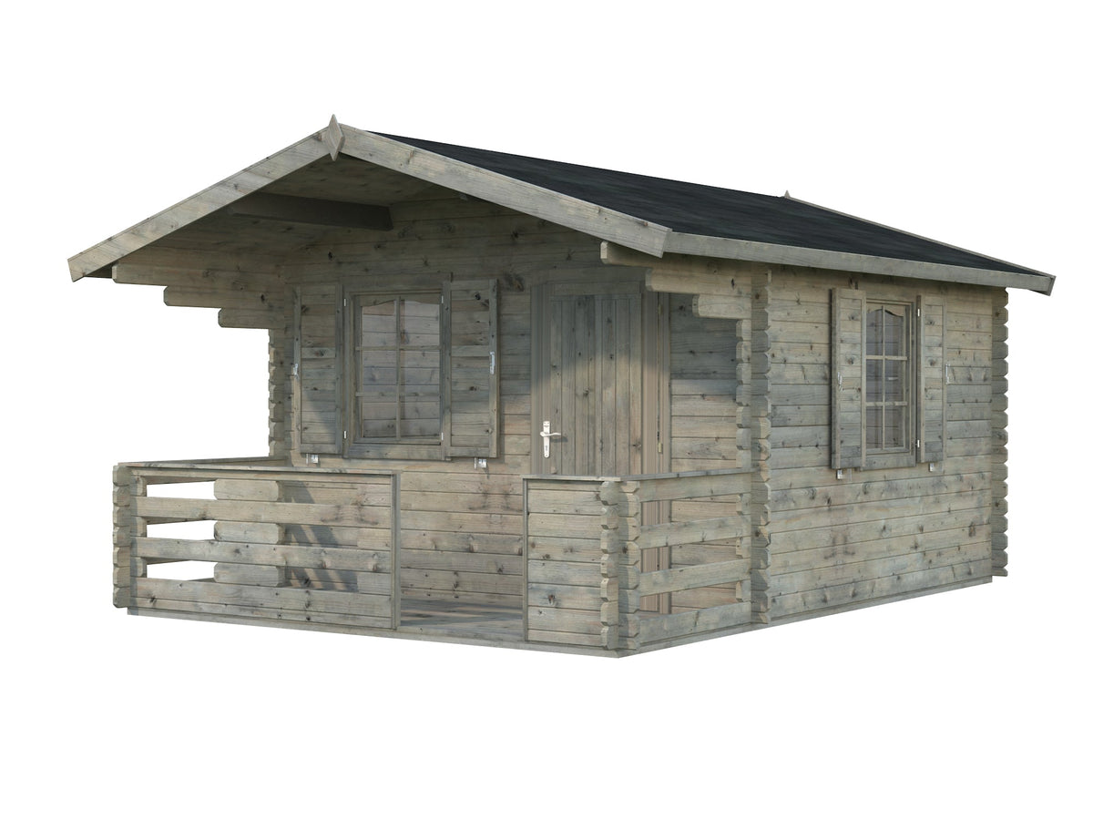 Garden Cabin Emma 10.4+4.2 m², grey dip-treated