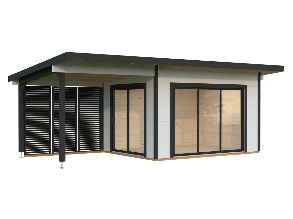 Garden Cabin Grace 11.2+8.2 m², white with anthracite trim