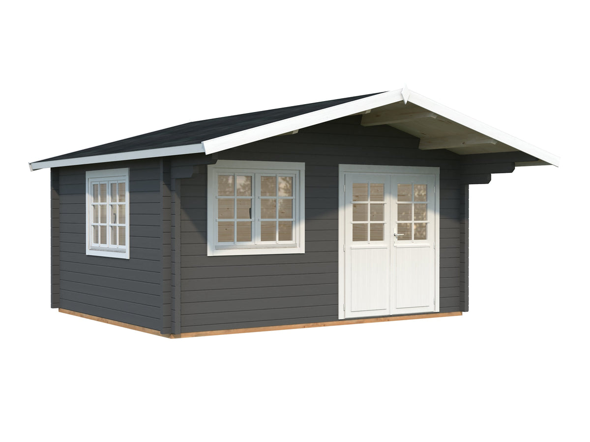 Garden Cabin Helena 15.1 m², grey with white trim
