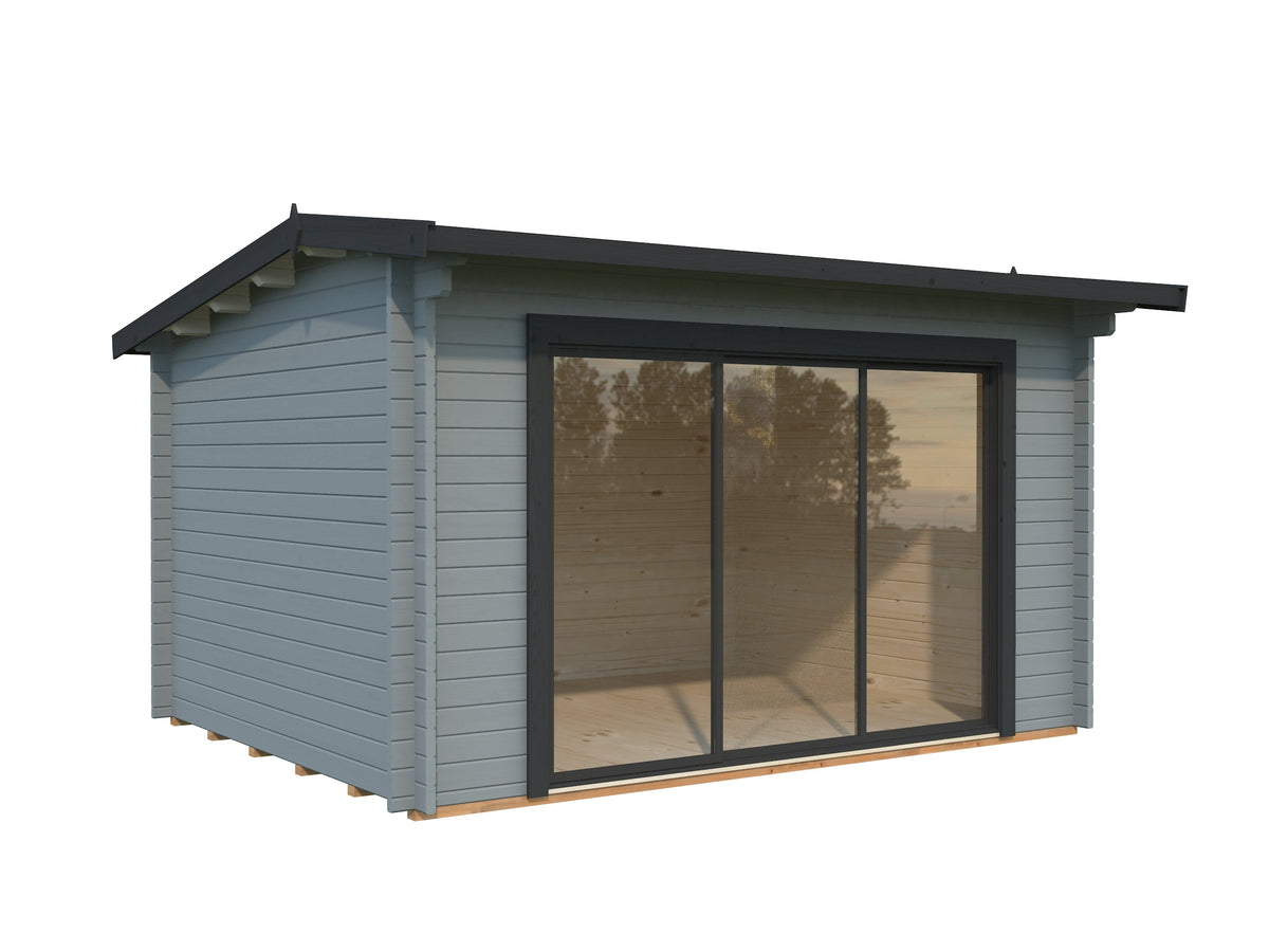 Garden Cabin Ines 11.1 m² Slide Plus, light grey with anthracite trim