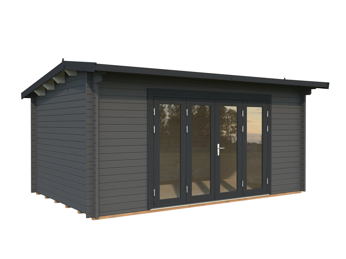 Garden Cabin Ines 13.7 m² Bifold, grey with anthracite trim