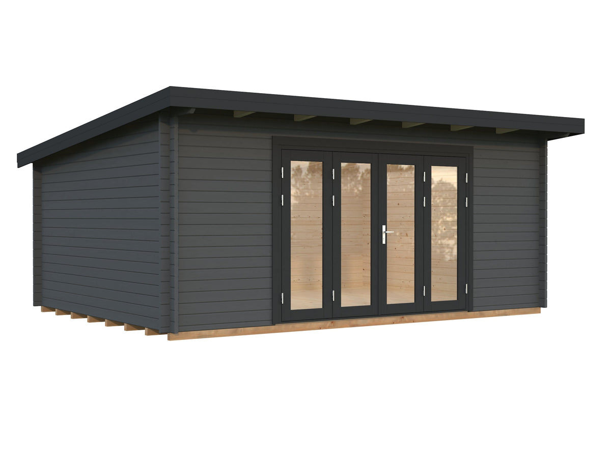 Garden Cabin Lea 19.4 m² Bifold, grey with anthracite trim