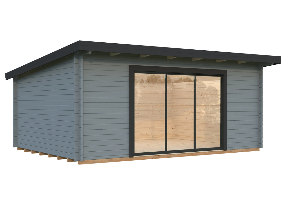 Garden Cabin Lea 19.4 m² Slide, light grey with anthracite trim