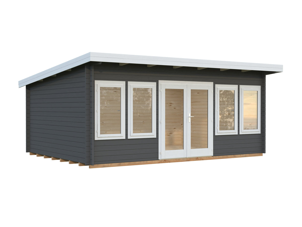 Garden Cabin Lisa 19.4 m², grey with white trim