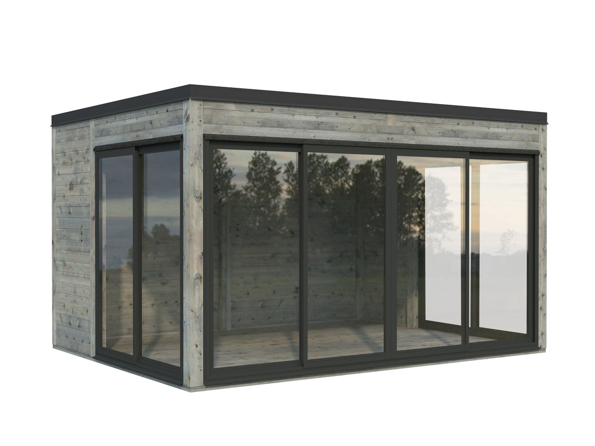 Garden Cabin Serena 12.6 m² Set 2 Slide Plus, grey dip-treated