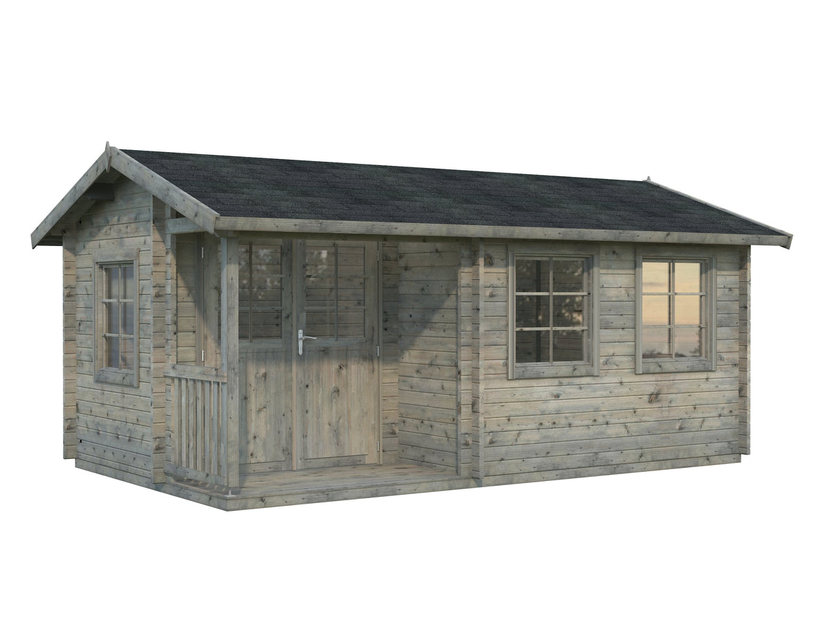 Garden Cabin Susanna 12.4 m², grey dip-treated