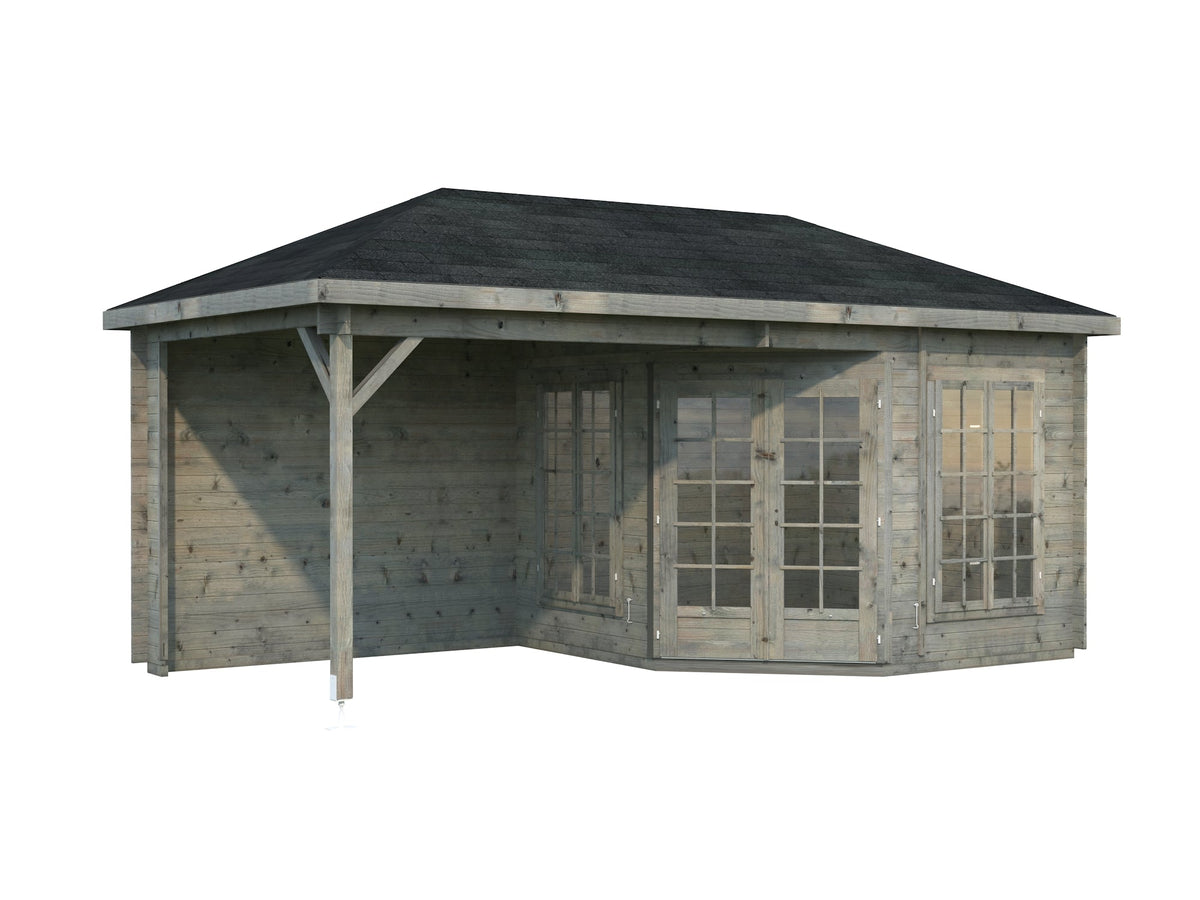 Garden Pavilion Melanie 7.0+8.1 m², grey dip-treated