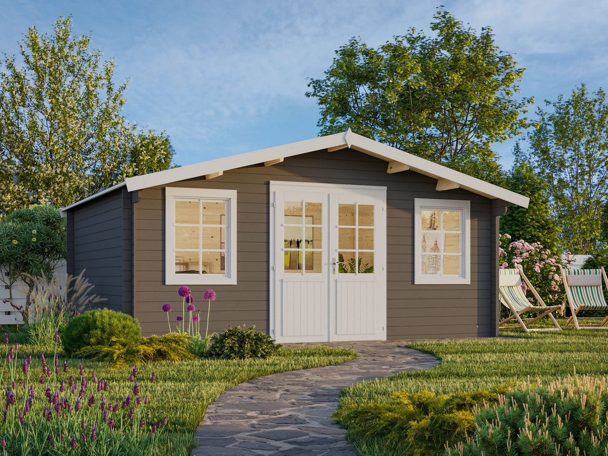 Garden Shed Klara 17.0 m², grey with white trim