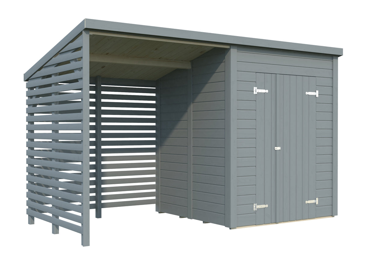 Garden Shed Leif 3.0+2.9 m², painted light grey