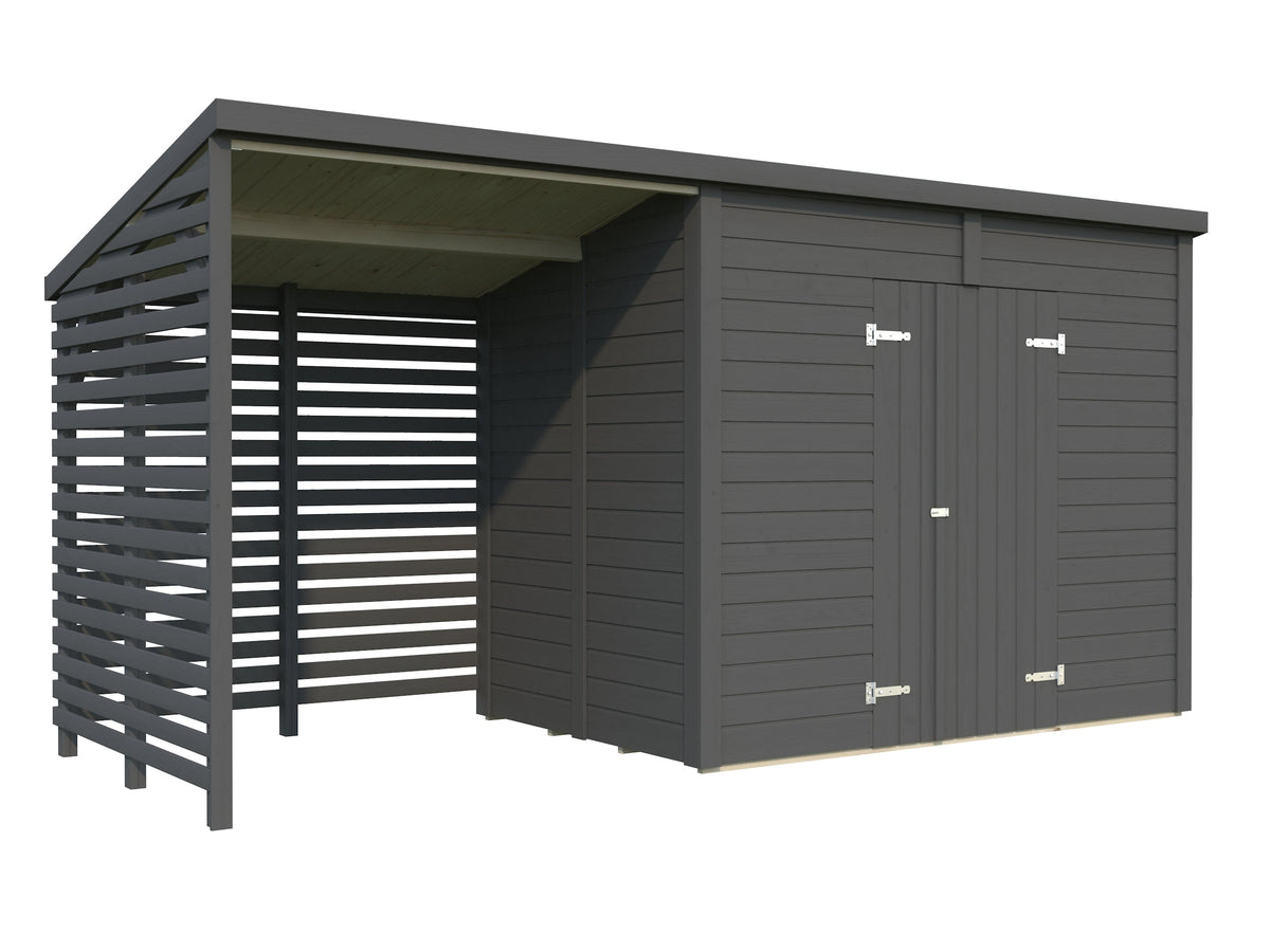 Garden Shed Leif 4.5+2.9 m², painted grey