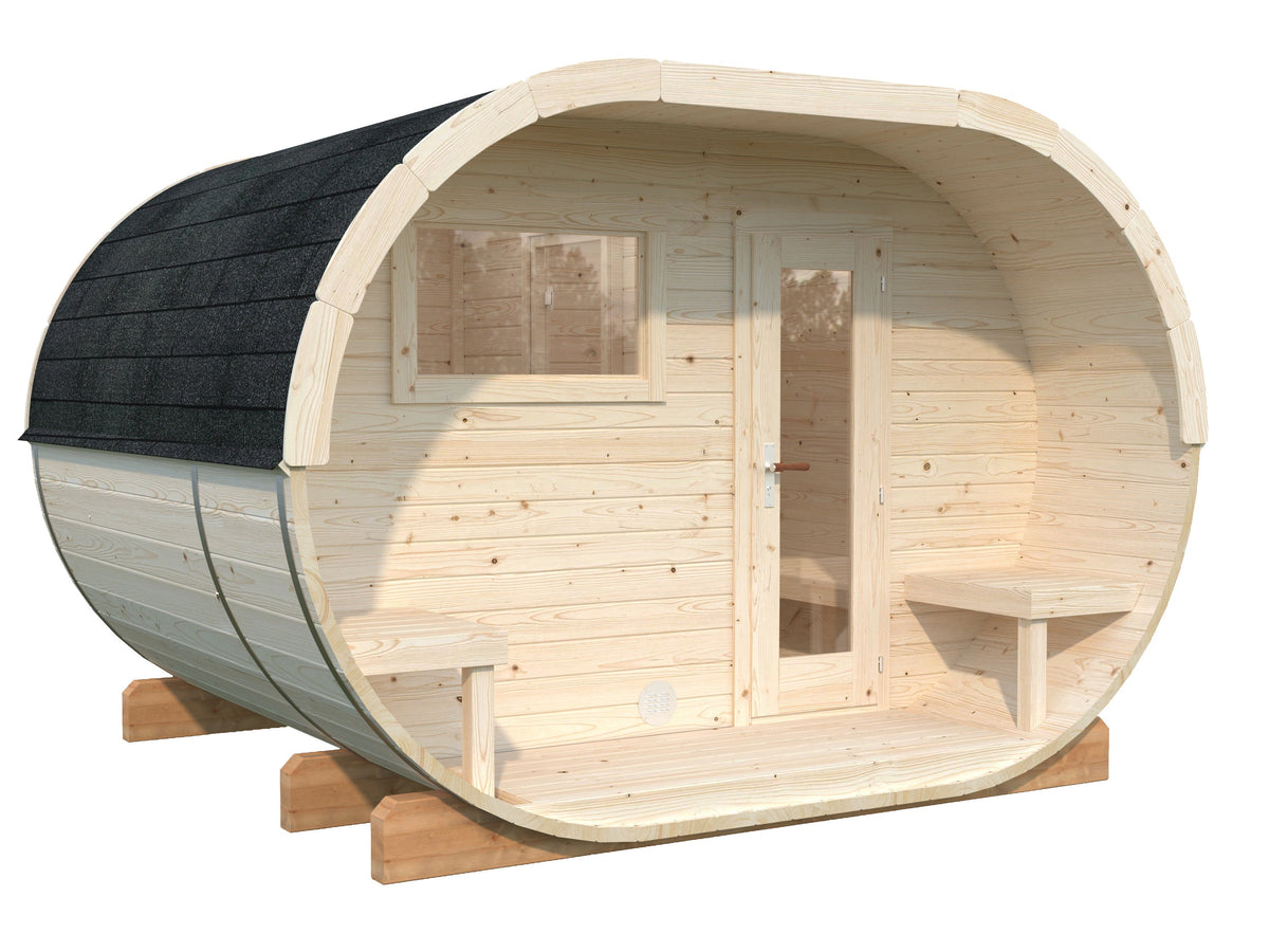 Oval Family Sauna Anette 3.0+1.5 m², untreated