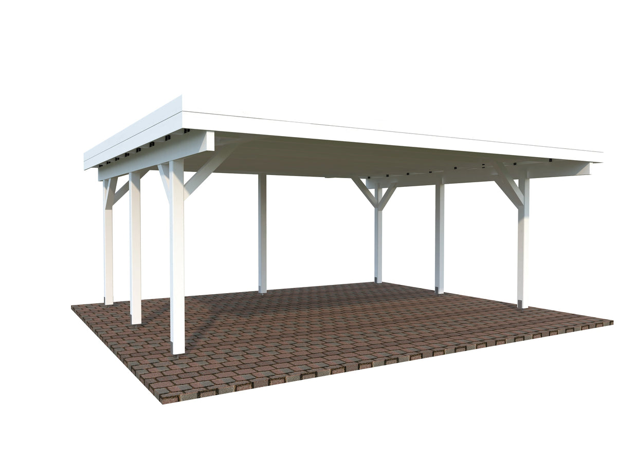 Timber Carport Karl 20.6 m², painted white