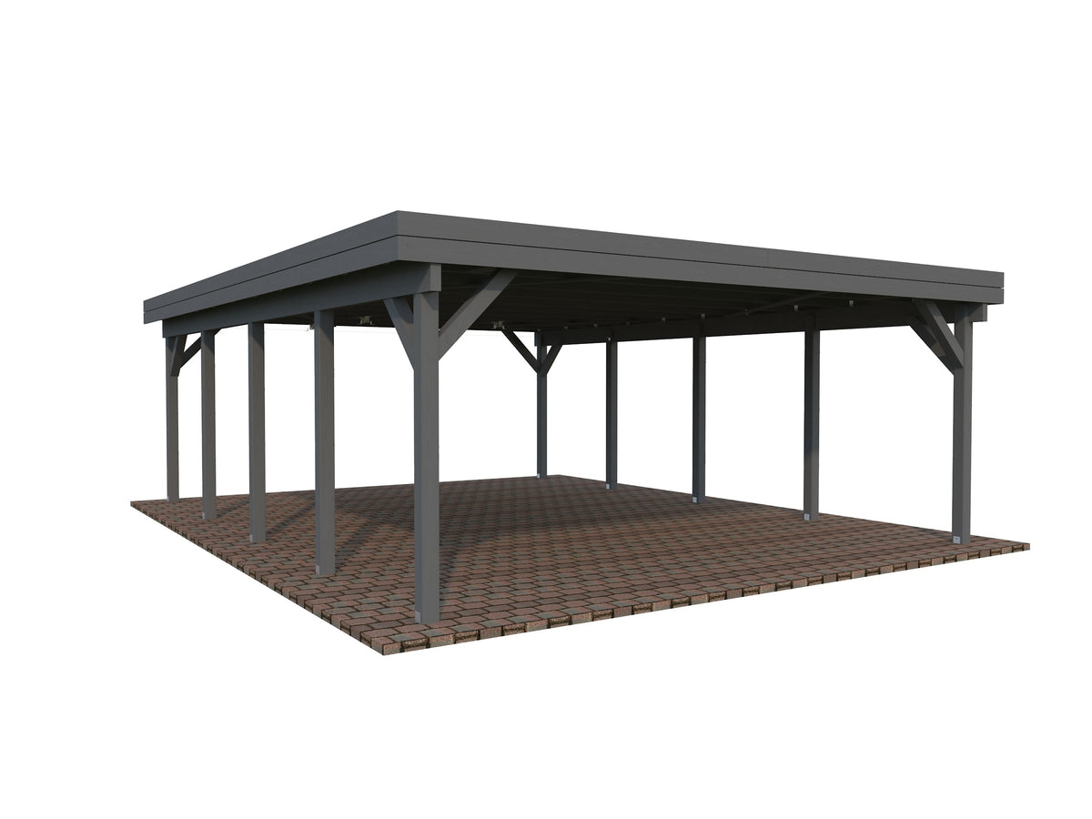 Timber Carport Karl 40.6 m², painted grey