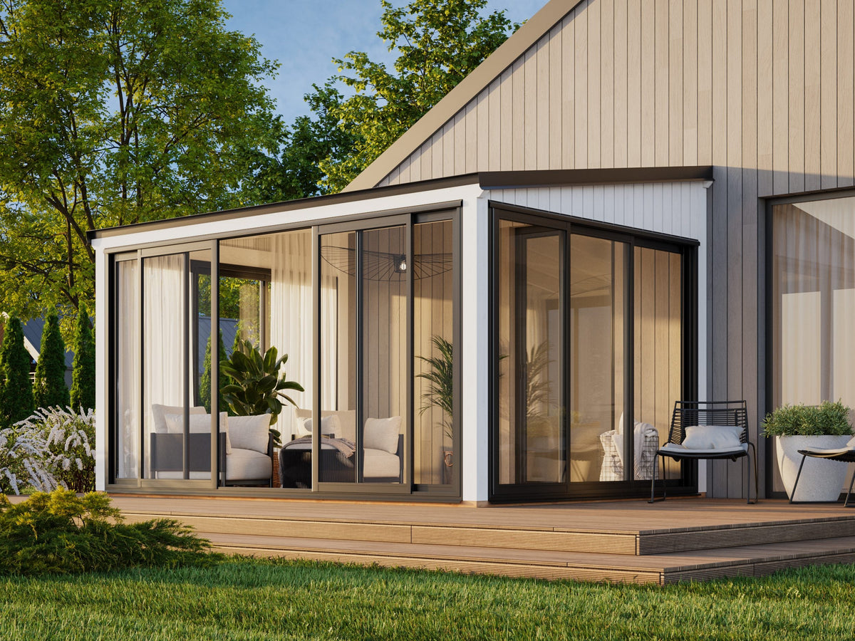 Attached Conservatory Lumi 11.6 m² Slide, painted white