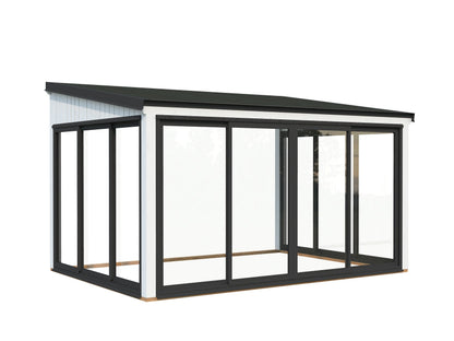 Attached Conservatory Lumi 11.6 m² Slide Plus, painted white