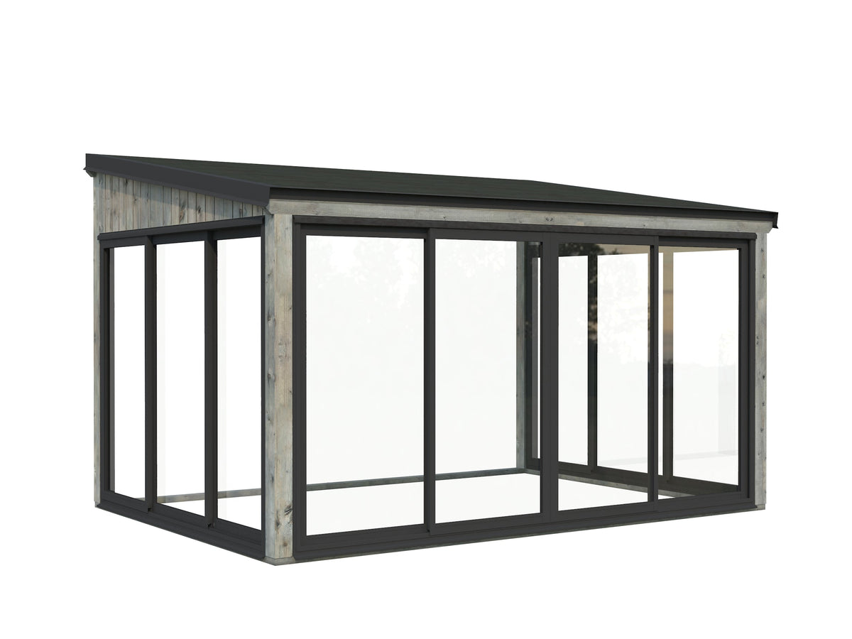 Attached Conservatory Lumi 11.6 m² Slide Plus, grey dip-treated