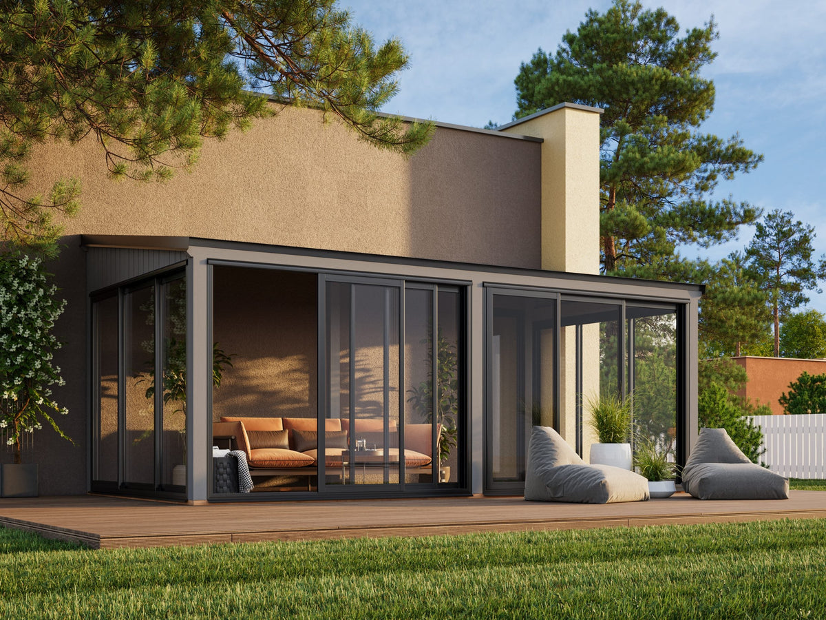 Attached Conservatory Lumi 16.2 m² Slide, painted grey