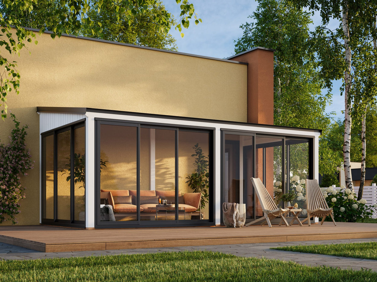 Attached Conservatory Lumi 16.2 m² Slide Plus, painted white