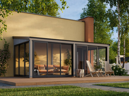 Attached Conservatory Lumi 16.2 m² Slide Plus, painted grey