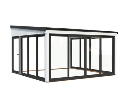 Attached Conservatory Lumi 16.6 m² Slide Plus, painted white