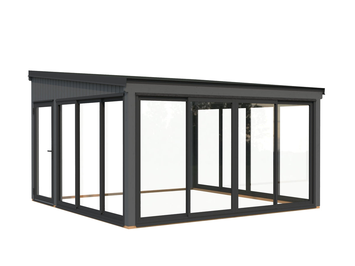 Attached Conservatory Lumi 16.6 m² Slide Plus, painted grey