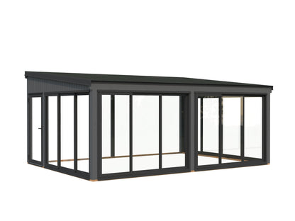 Attached Conservatory Lumi 23.3 m² Slide Plus, painted grey