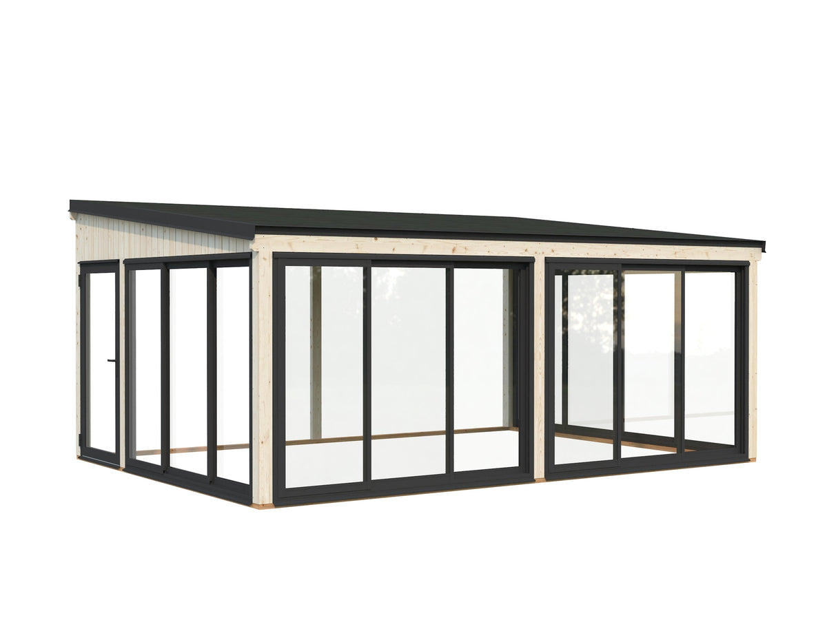 Attached Conservatory Lumi 23.3 m² Slide Plus, clear dip-treated