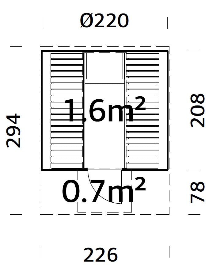 Barrel Sauna Anita L, 2.08 × Ø2.2 m, 2/4 (lying/seated)