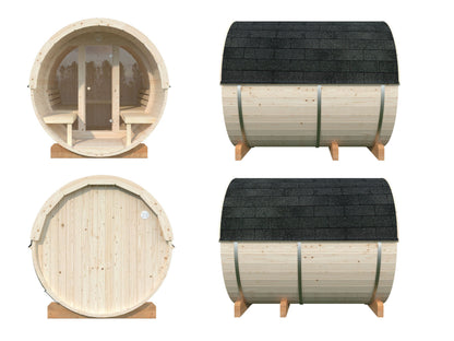 Barrel Sauna Anita M with Glass wall, 1.65 × Ø2.2 m, 1/4 (lying/seated)