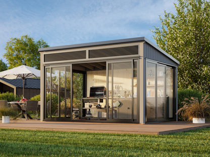 Freestanding Conservatory Saga 11.6 m² Slide, painted grey