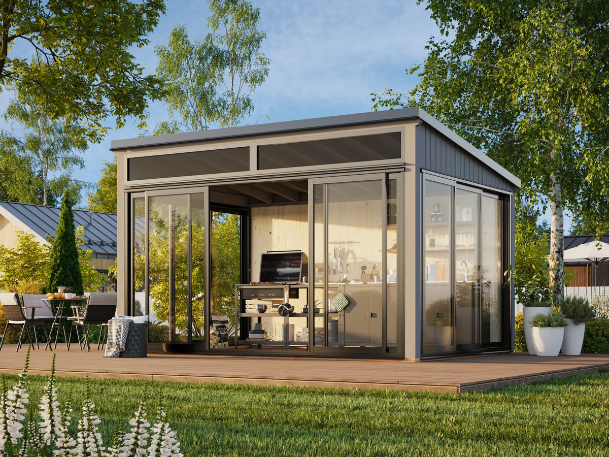 Freestanding Conservatory Saga 11.6 m² Slide Plus, painted grey