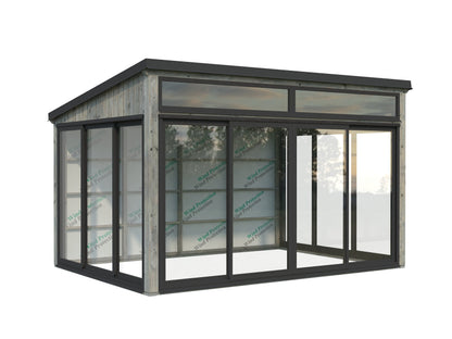 Freestanding Conservatory Saga 11.6 m² Slide Plus, grey dip-treated