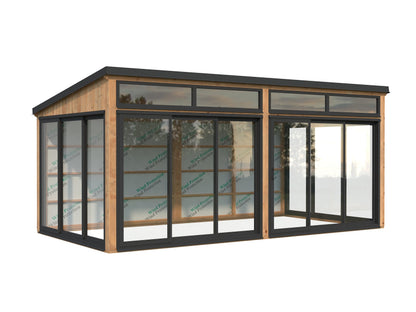 Freestanding Conservatory Saga 16.2 m² Slide, brown dip-treated