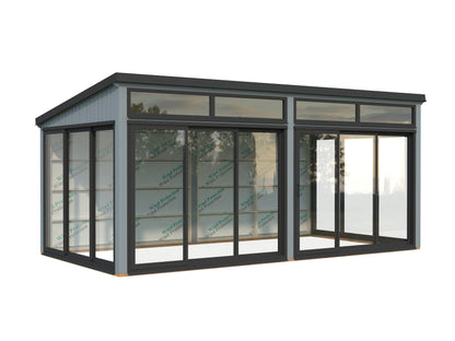 Freestanding Conservatory Saga 16.2 m² Slide Plus, painted light grey
