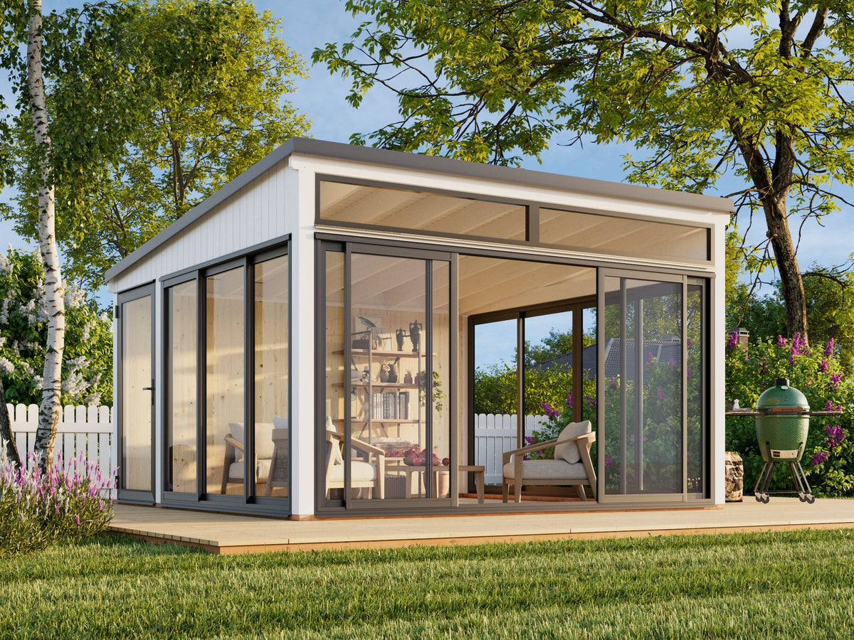 Freestanding Conservatory Saga 16.6 m² Slide, painted white