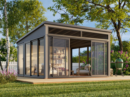 Freestanding Conservatory Saga 16.6 m² Slide, painted grey
