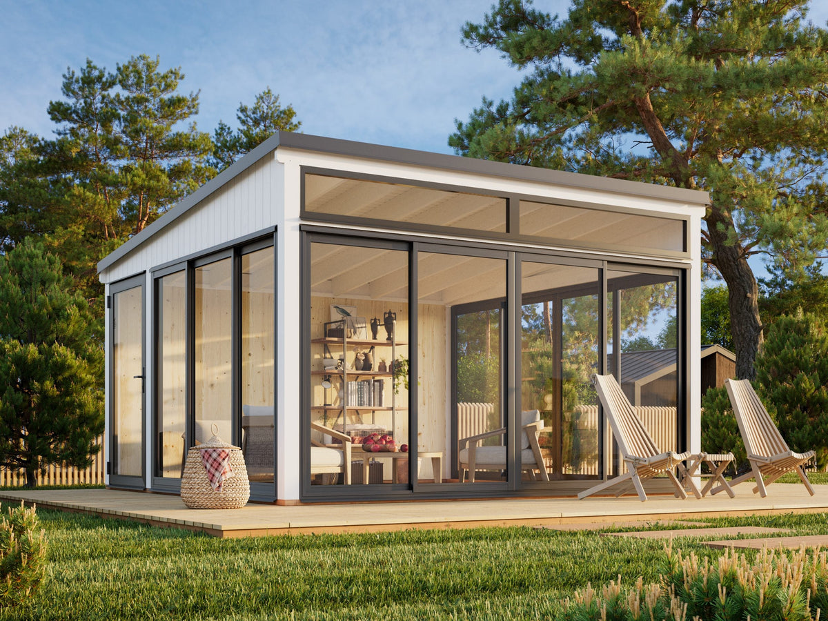 Freestanding Conservatory Saga 16.6 m² Slide Plus, painted white