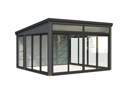 Freestanding Conservatory Saga 16.6 m² Slide Plus, painted grey