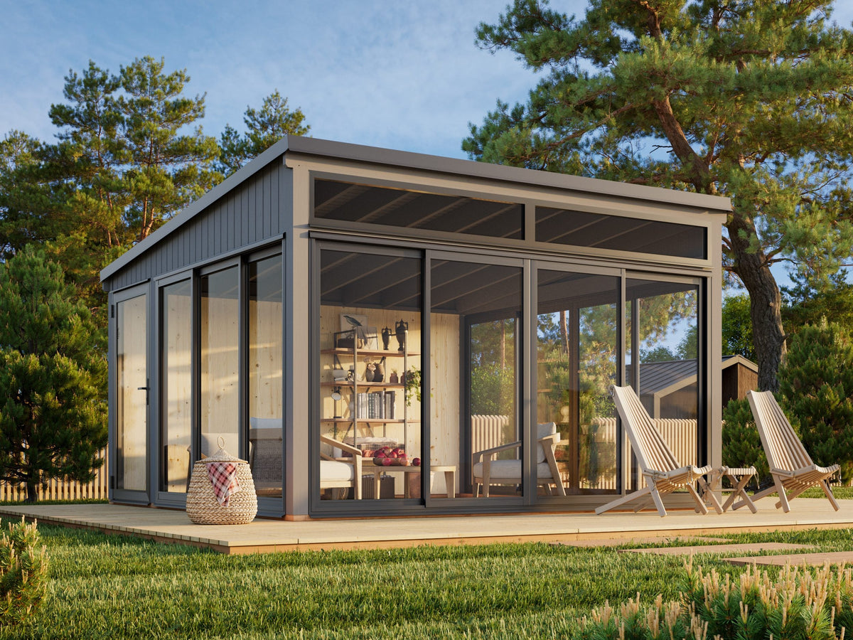 Freestanding Conservatory Saga 16.6 m² Slide Plus, painted grey