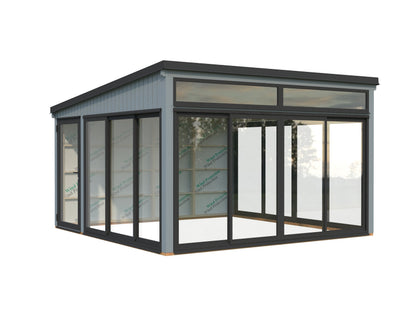 Freestanding Conservatory Saga 16.6 m² Slide Plus, painted light grey