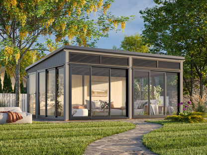 Freestanding Conservatory Saga 23.3 m² Slide, painted grey