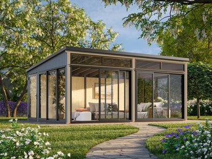 Freestanding Conservatory Saga 23.3 m² Slide Plus, painted grey